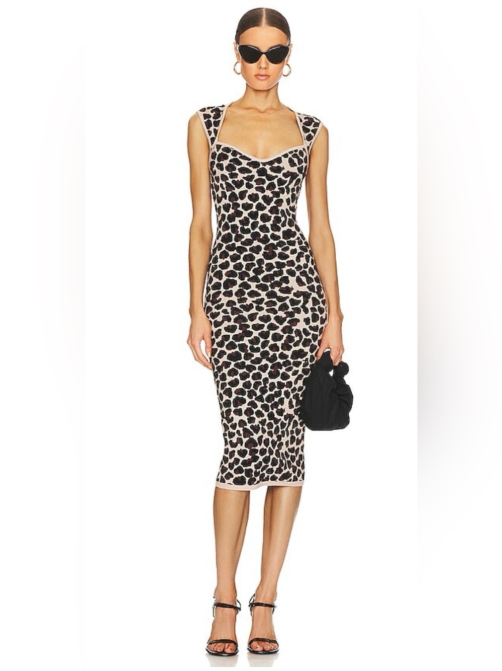 Lovers + Friends Leopard-Print Midi Dress in Beige and Black